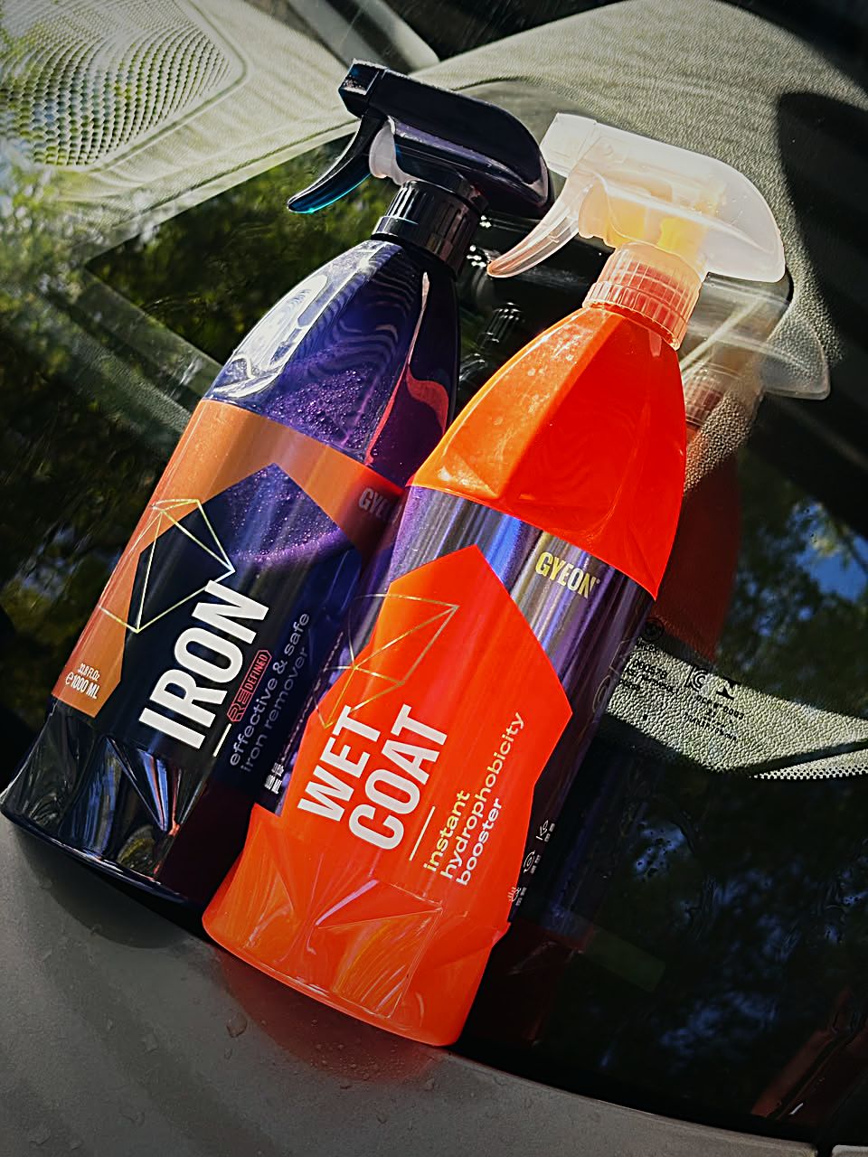 Productos Iron y Wet Coat sobre el parabrisas